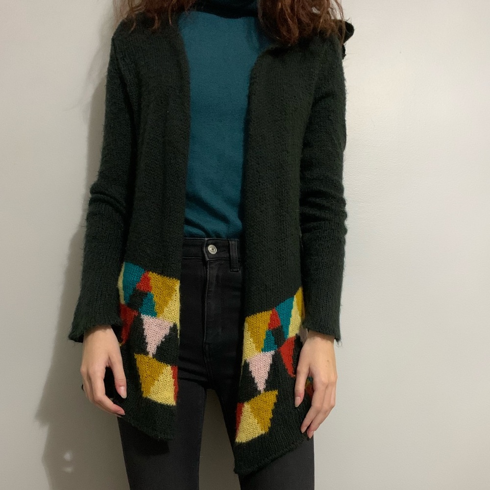 Wooden Ships black/geometric-patterned cardigan